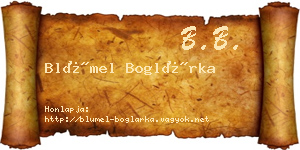 Blümel Boglárka névjegykártya